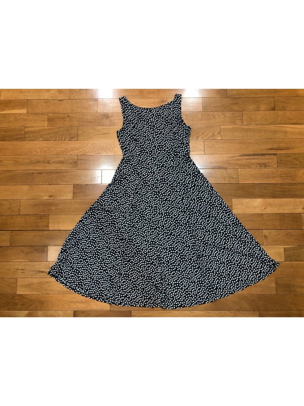 Jessica Howard Sleeveless Fit & Flare Black & White Polka Dot Midi Dress Size 8 - Picture 5 of 9